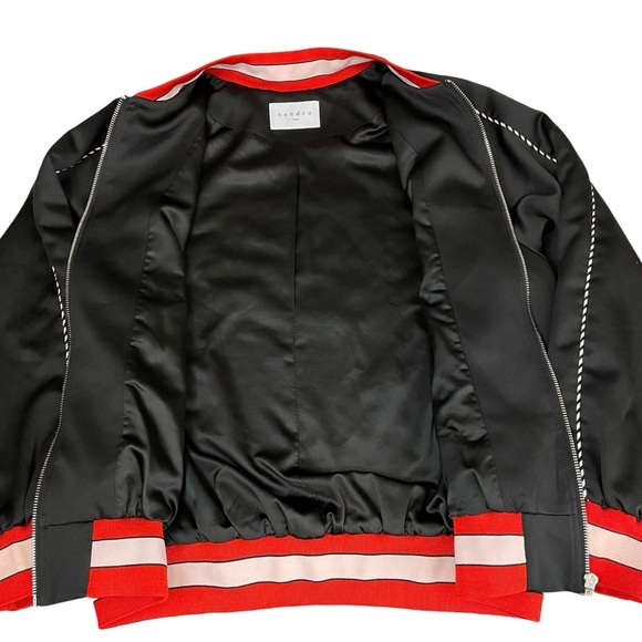 Sandro Black Love Karma Embroidered Bomber Jacket - Picture 13 of 16